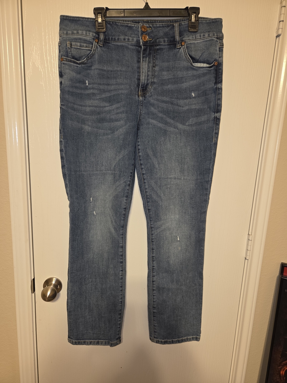 CAbi Straight Leg Jeans in Midwash Blue-Cinch Straight